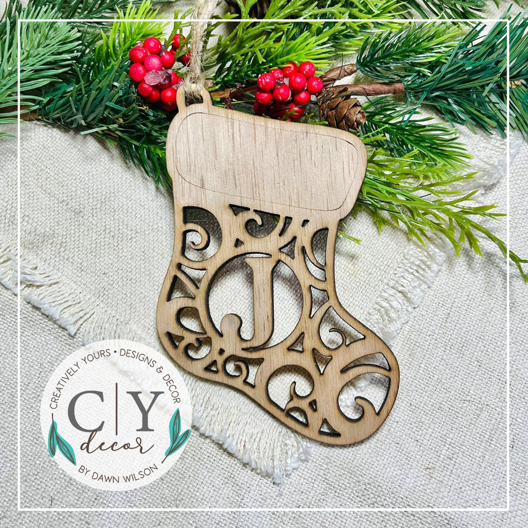 Stocking Monogram Ornament