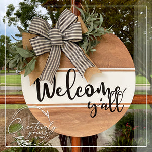 Welcome Y'all Round Door Hanger