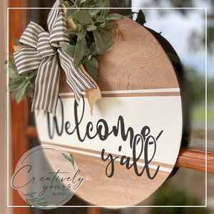 Welcome Y'all Round Door Hanger